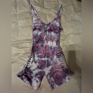 Purple tie dye braided jumpsuit